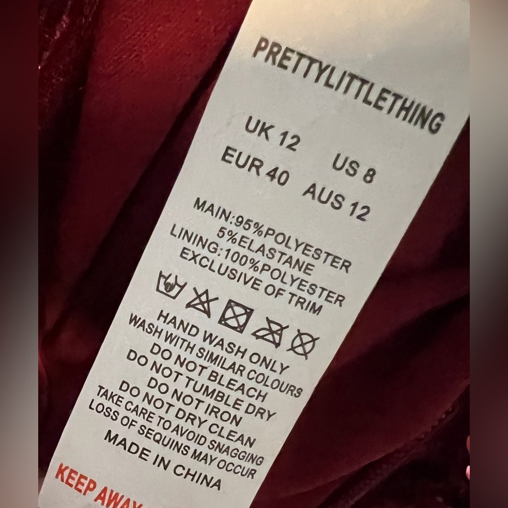 NWT Fully Sequined with velvet accents Red/Burgundy jumpsuit - Picture 7 of 8